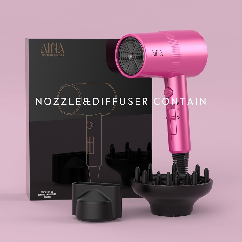 Hair Dryer with Diffuser for Women Ionic Ceramic Coating Cold Shot Fast Drying
