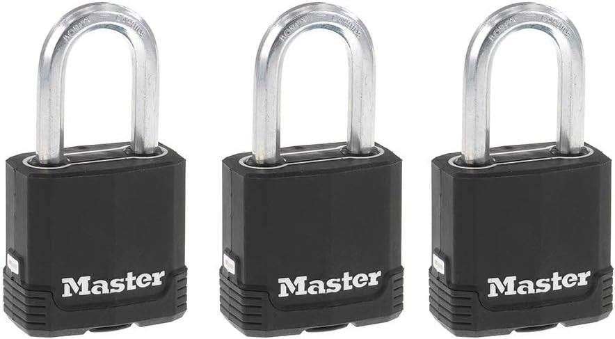 Master Lock Black Magnum Keyed-Alike Padlocks with 3 Pack, and Silver