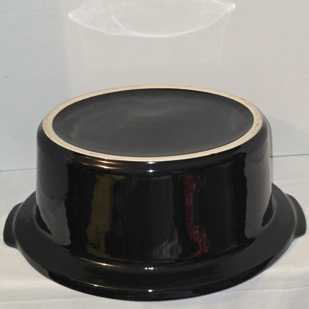 Unmarked Black Ceramic Stoneware Replacement Liner For An Oval Slow Cooker