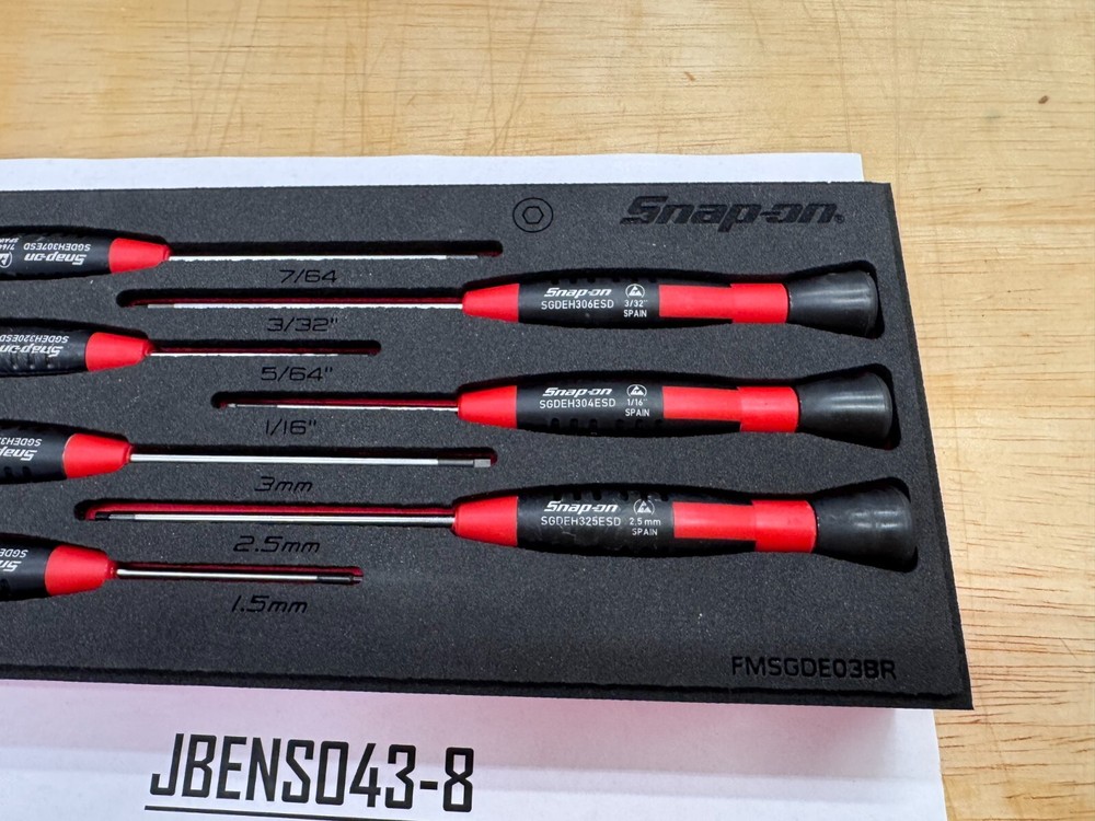 Snap-on Tools NEW 7pc Electronic Mini Hex Screwdriver Foam Set SGDEH70ESDFR