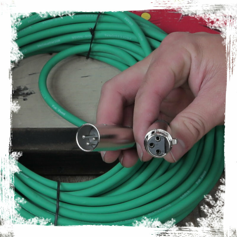 XLR Microphone Cables (2 Pack) by FAT TOAD | 50ft Pro Audio Green Mic Cord Patch
