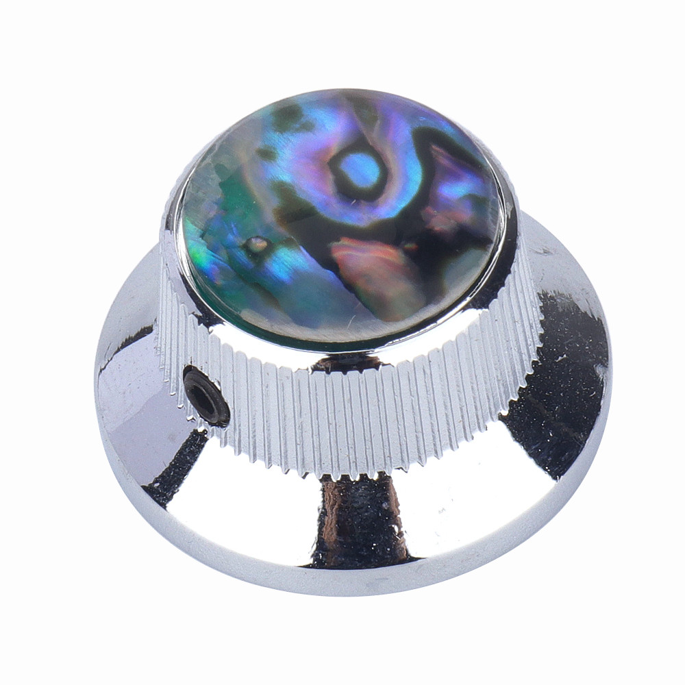 4Pcs Abalone Top Hat Knobs Metal Bell Knobs for Guitar Bass Parts Chrome