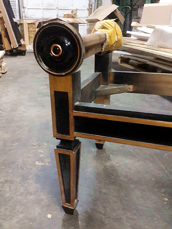 BLACK LACQUER RAW FRAME BENCH WITH GOLD LEAVE ACCENT NEW