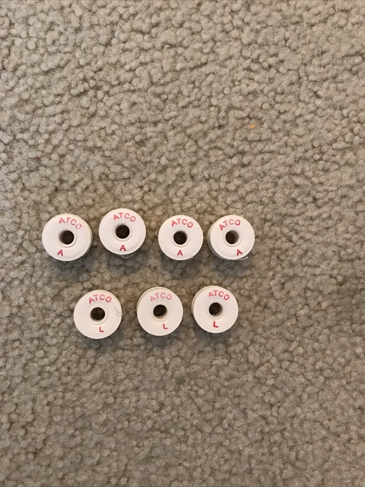 Vtg Atco white thread bobbins S2, A & L