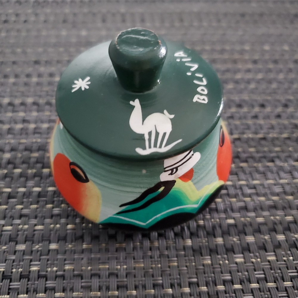 Hand Painted Trinket Box From Bolivia Lidded Jar