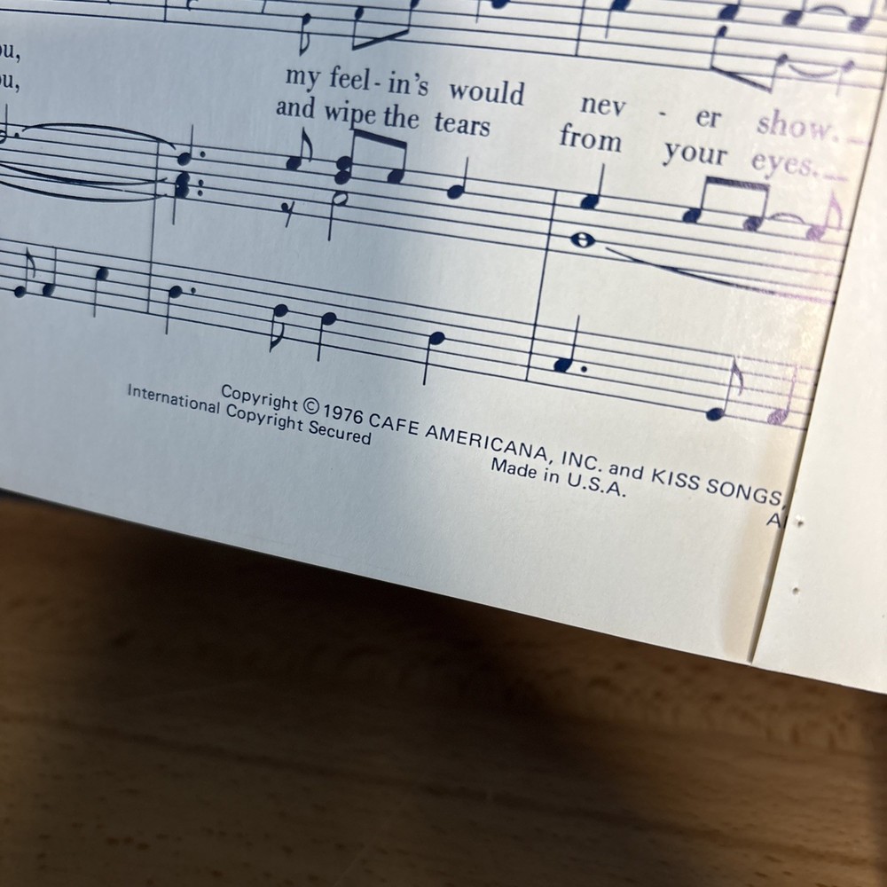 Rare VTG KISS Hard Luck Woman Sheet Music Almo Publications Made USA Cafe Rock