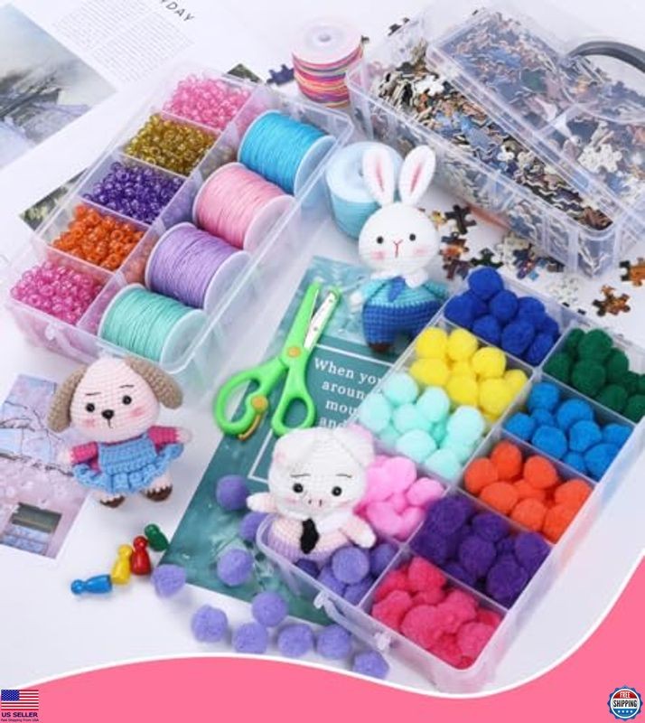 Praisebank 3-Layer Stackable Storage Container Box, 30 Dividers Compartments,