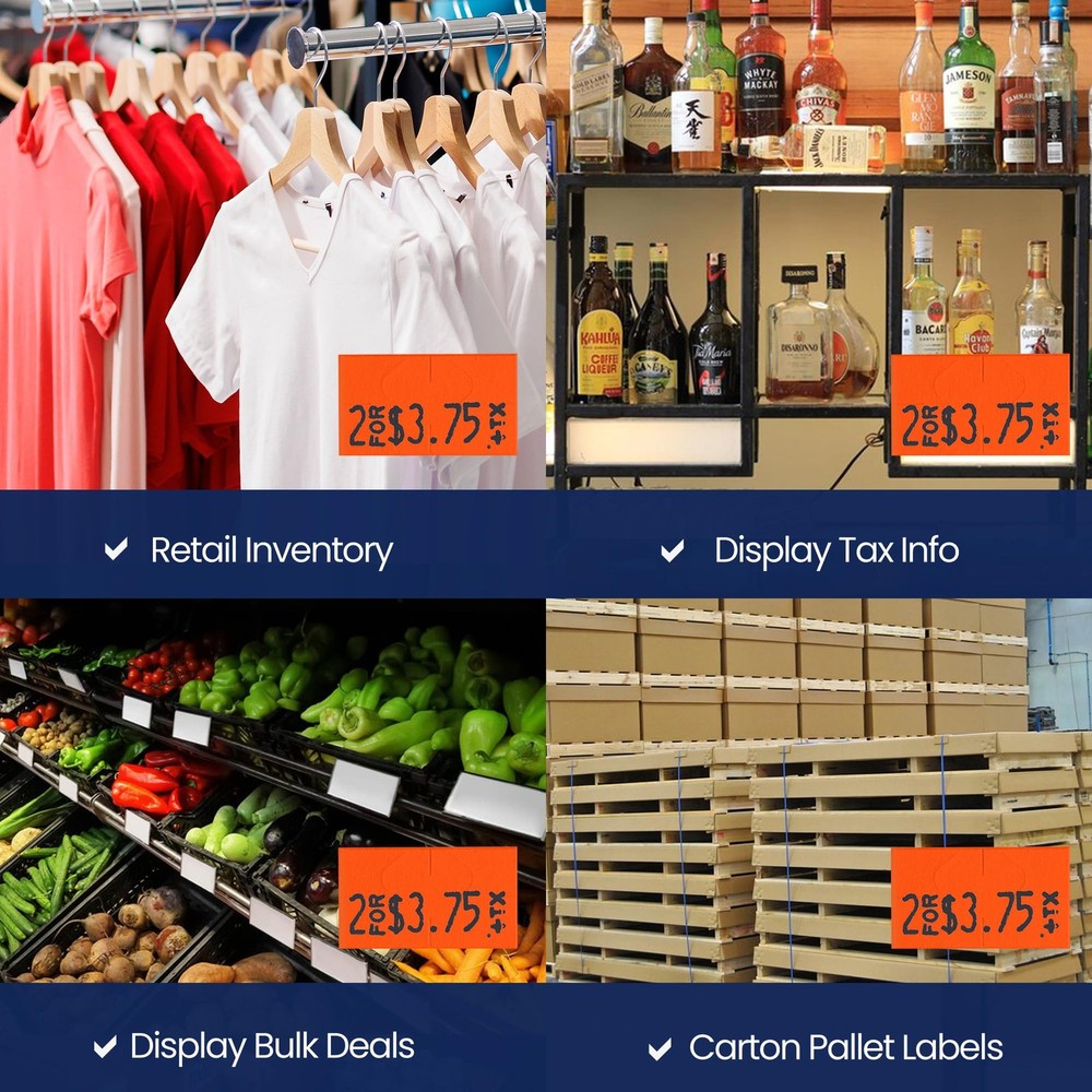 Perco Fluorescent Red Pricing Labels for Monarch 3 Sleeves,