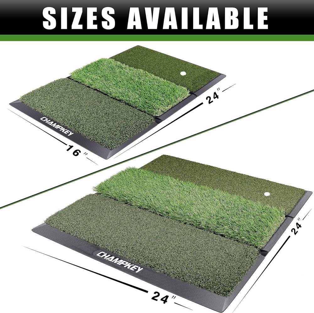 Professional Tri-Turf Golf Hitting Mat | Heavy Duty Rubber Backing Practice M...