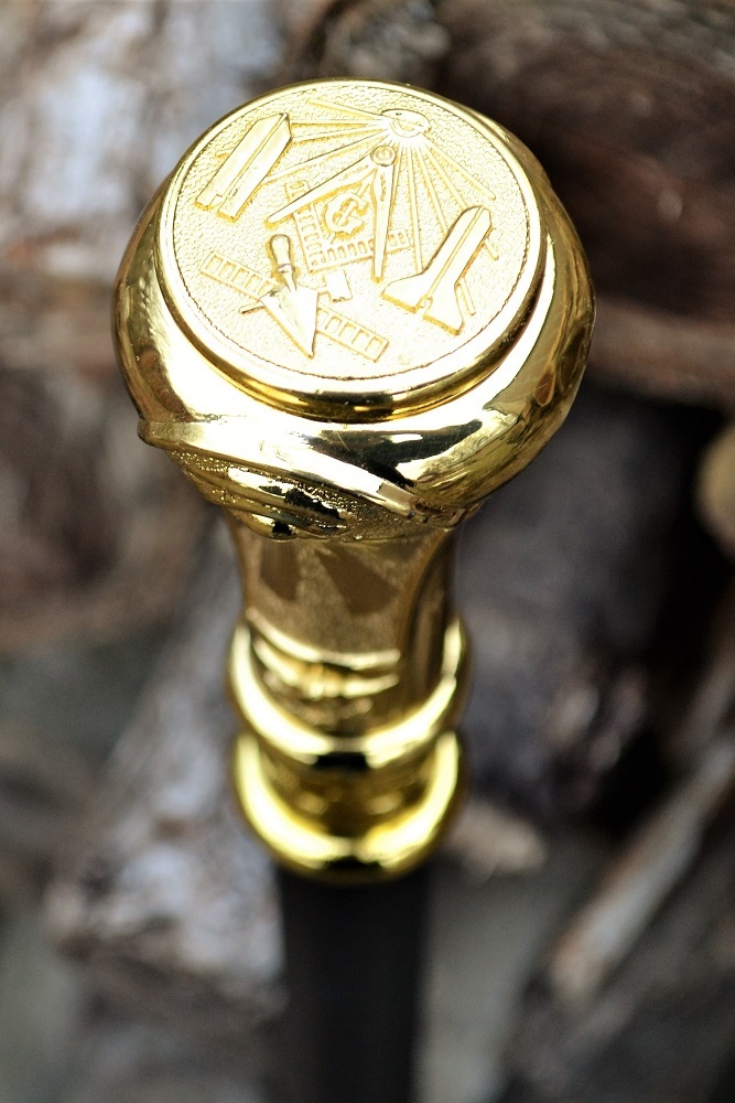 Masonic Segmented Walking Stick Cane - Freemasons - Mason - Square and Compasses