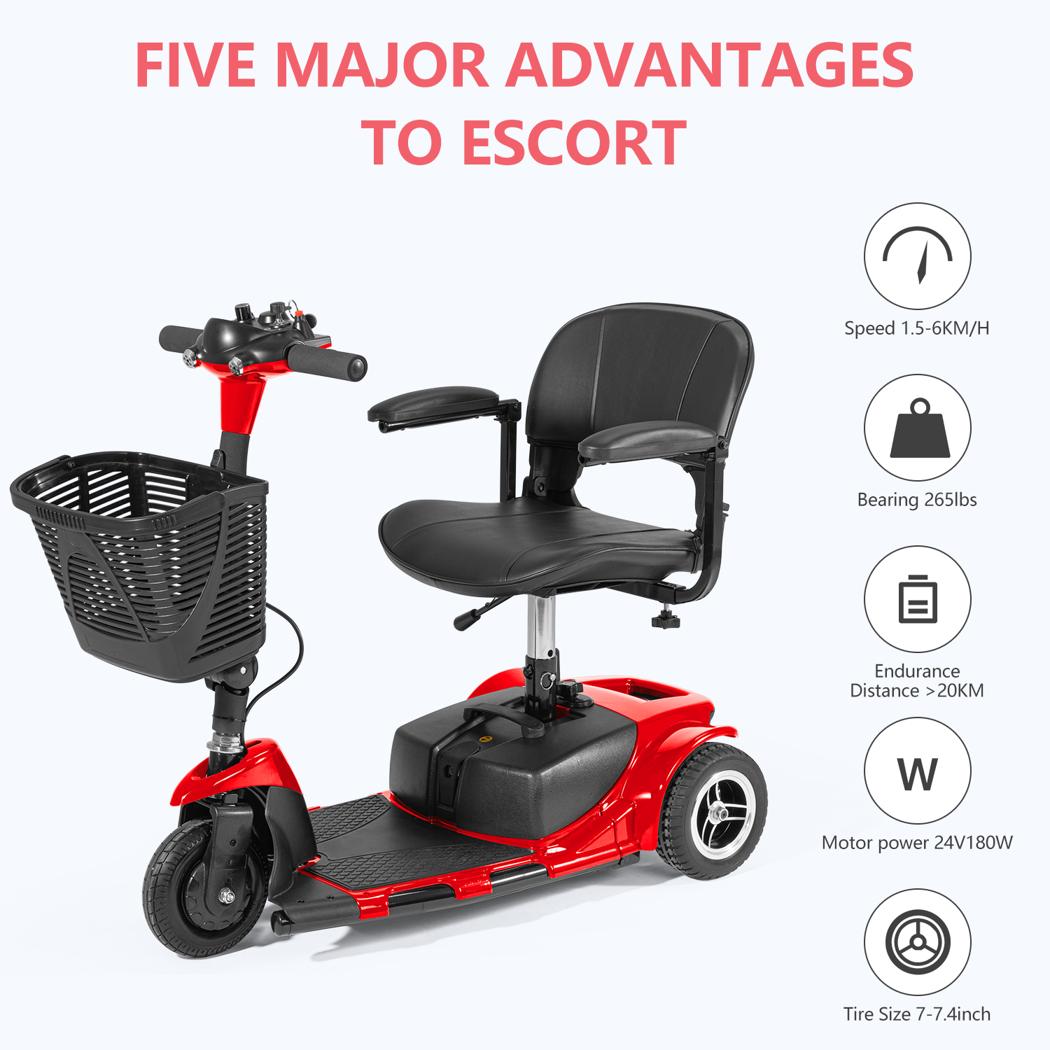 3 Wheel Folding Mobility Scooter Power Wheel Chairs Electric Long Range Portable
