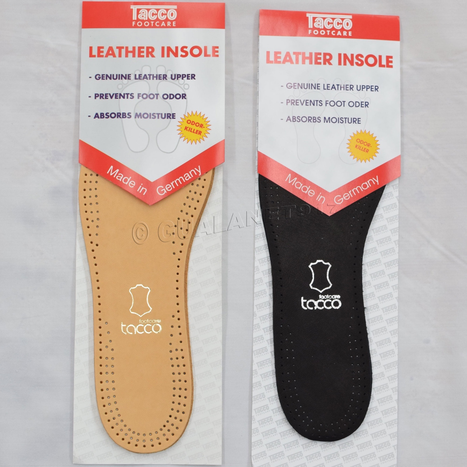Taco 613 Luxus Comfort Leather Insoles Black / Tan Flat Shoe Inserts - ORIGINAL