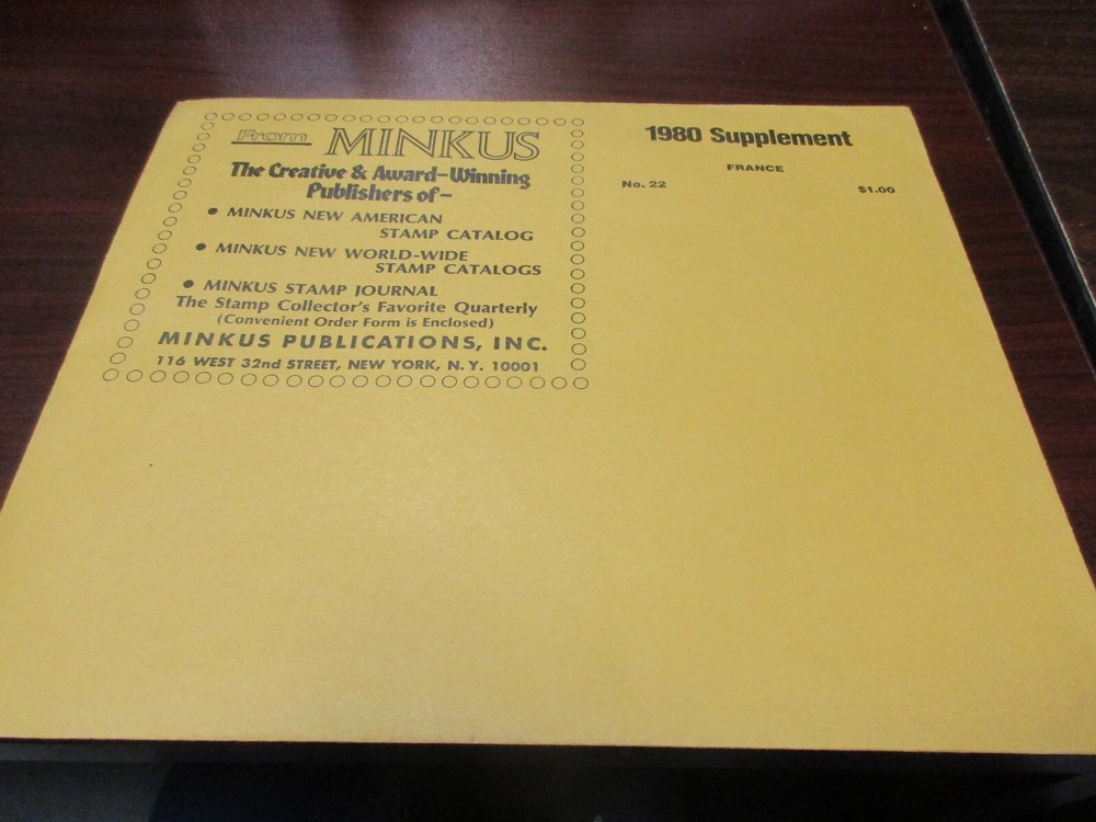 "MINKUS"  ALBUM PAGES  1980  SUPPLEMENT FRANCE #22    W/FREE SHIPPING!!!