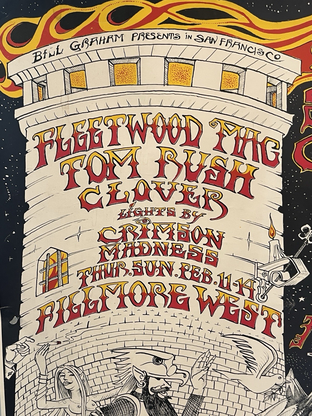 FLEETWOOD MAC STEPPENWOLF FILLMORE concert poster 1970 BILL GRAHAM 21x28 BG270