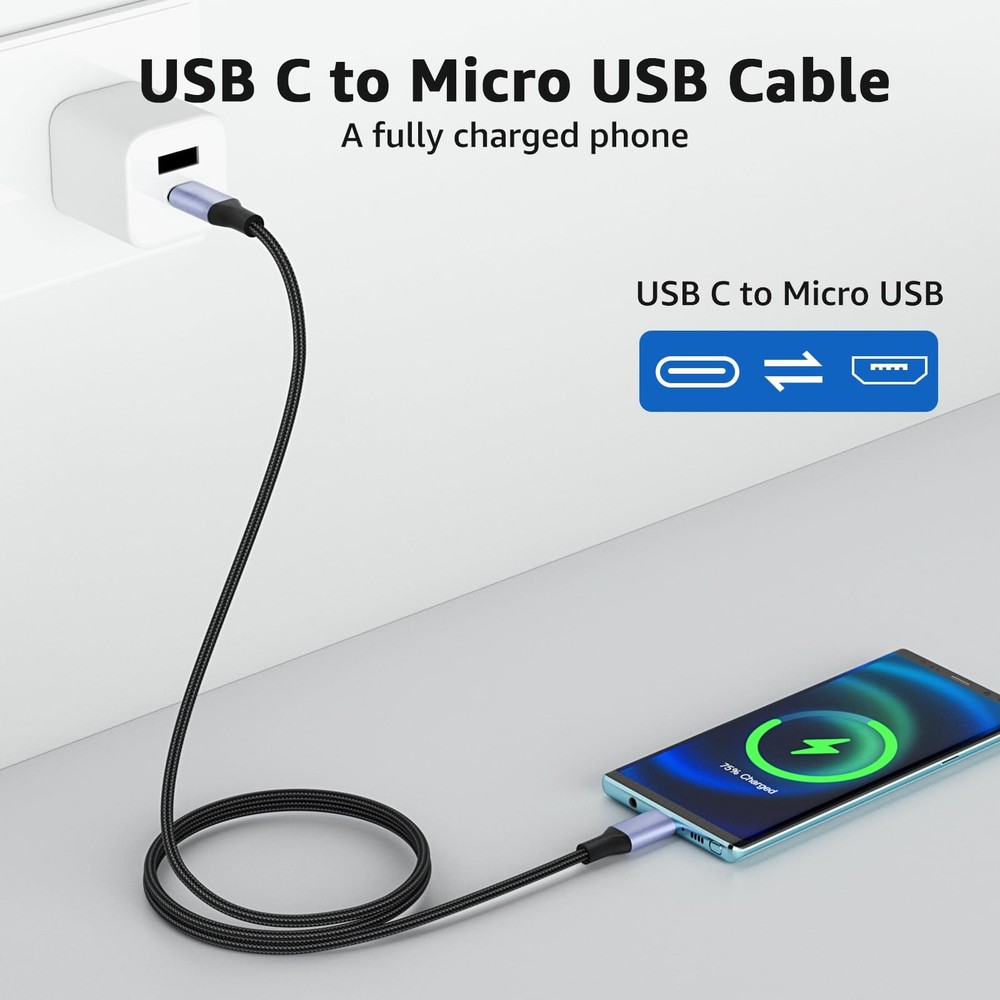 Cieoaos USB C to Micro Cable 3FT Type C 3FT, Gray