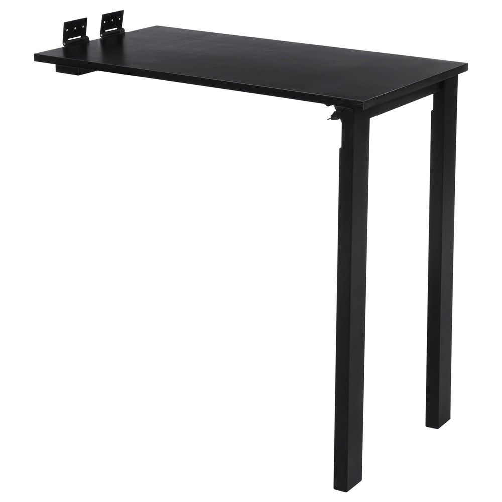 Black Folding Dining Table L-Shape Wall Mounted Floating Folding Table 132.28lbs