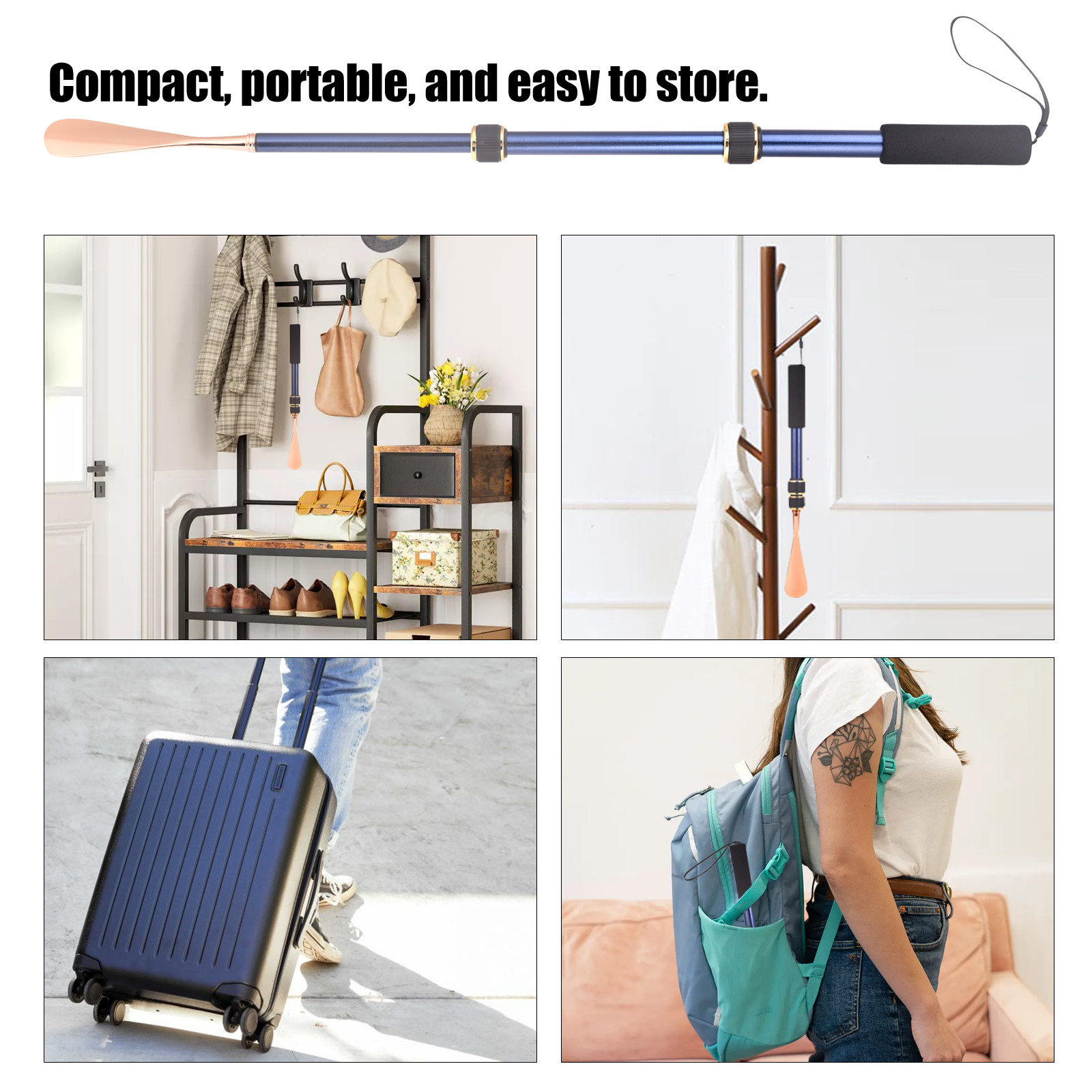 No Bend Long Handle Shoe Horn Extendable Aluminium Shoehorn Seniors Boots Aid