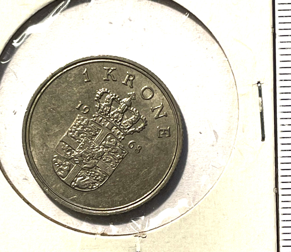 Denmark 1968 1 Krone coin