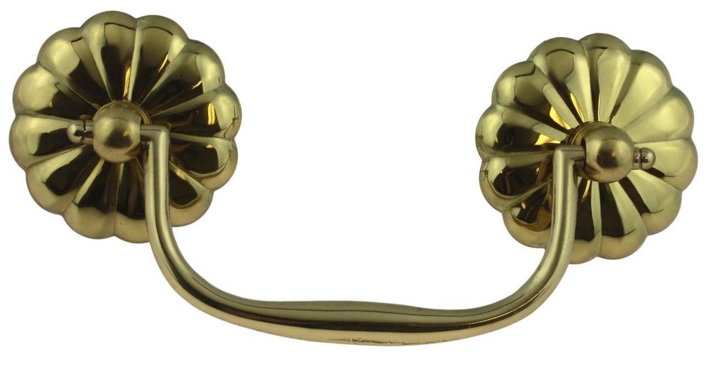 3" Stamped Single Bail Pull with Daisy Design Backplates Solid Brass