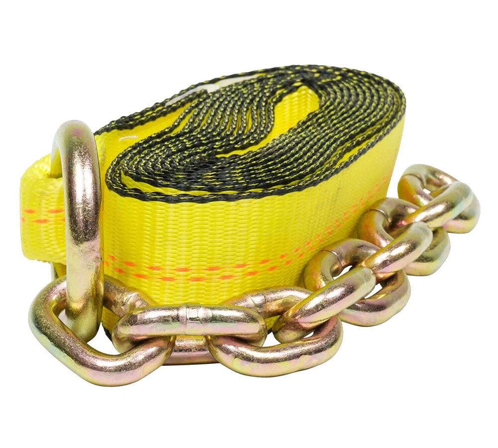 4PK 2"x18' Replacement Tie Down Strap w/Chain Extension for 8Point Tie Down Kits