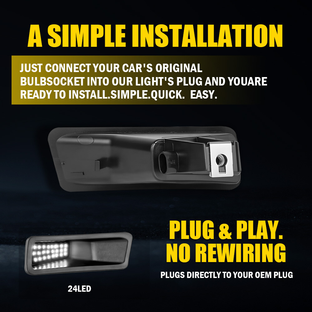 For Ram 1500 2019-2024 Auto LED License Plate Light Rear Bumper Tag Lamp White