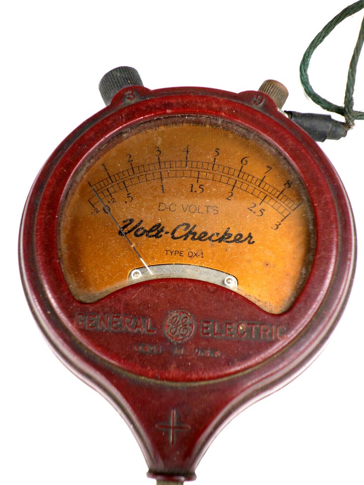 GE Volt Checker Type DX-1 (9V RANGE NOT WORKING) RARE Voltmeter Dk Red Bakelite