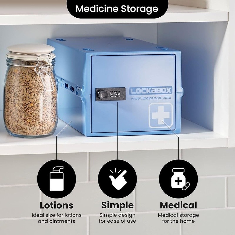12"x8"x6.6"Premium Medicine Lock Storage Box Medium Medication Lock Box w/Code