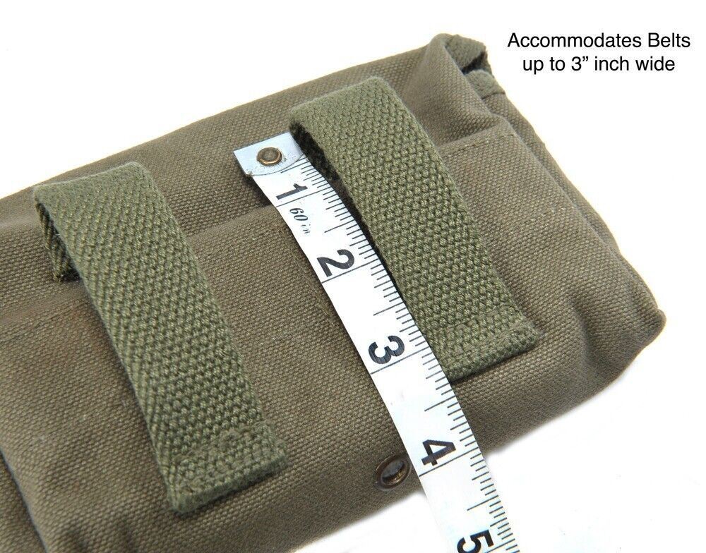 US WW2 Canvas Shotgun Shell Ammunition Pouch Marked JT&L 1944 Dark OD