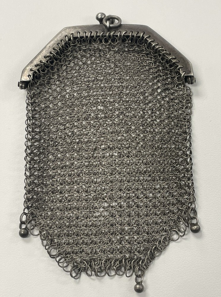 Antique Silverplated Mesh Purse 3 1/2”