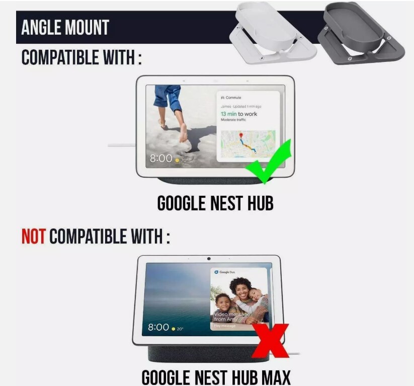 Wasserstein Adjustable Stand for Google Nest Hub Only (Charcoal)