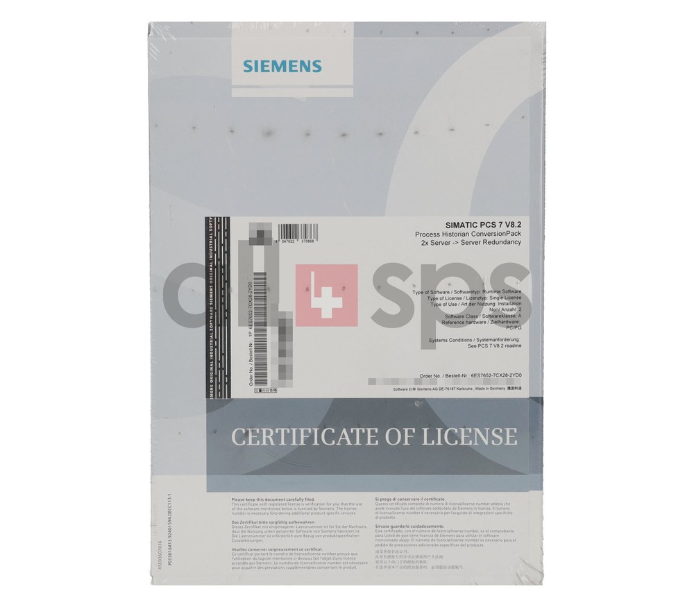 SIMATIC PCS7 PROCESS HISTORICIAN CONVERSIONPACK V8.2 - 6ES7652-7CX28-2YD0 (NS)