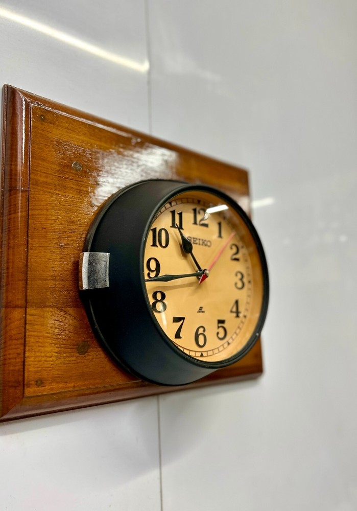 Antique Seiko Quartz Marine Wall Clock - Solid Brass - Refurbished Dark Brown