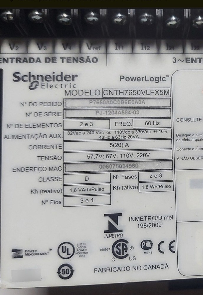 Multimedidor Powerlogic Ion 7650 P7650A0C0B6E0A0A