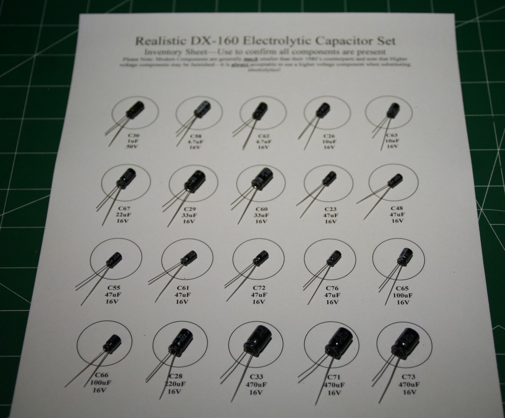 Realistic DX-160 Replacement Electrolytic rE-Cap Kit (All Models) - Premium Kit