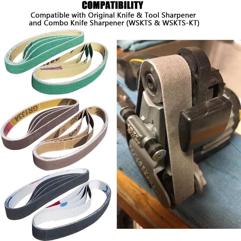 24 Pack 1/2" x 10" Knife Sharpener Sander Belt Kit for Work Sharp WSCMB