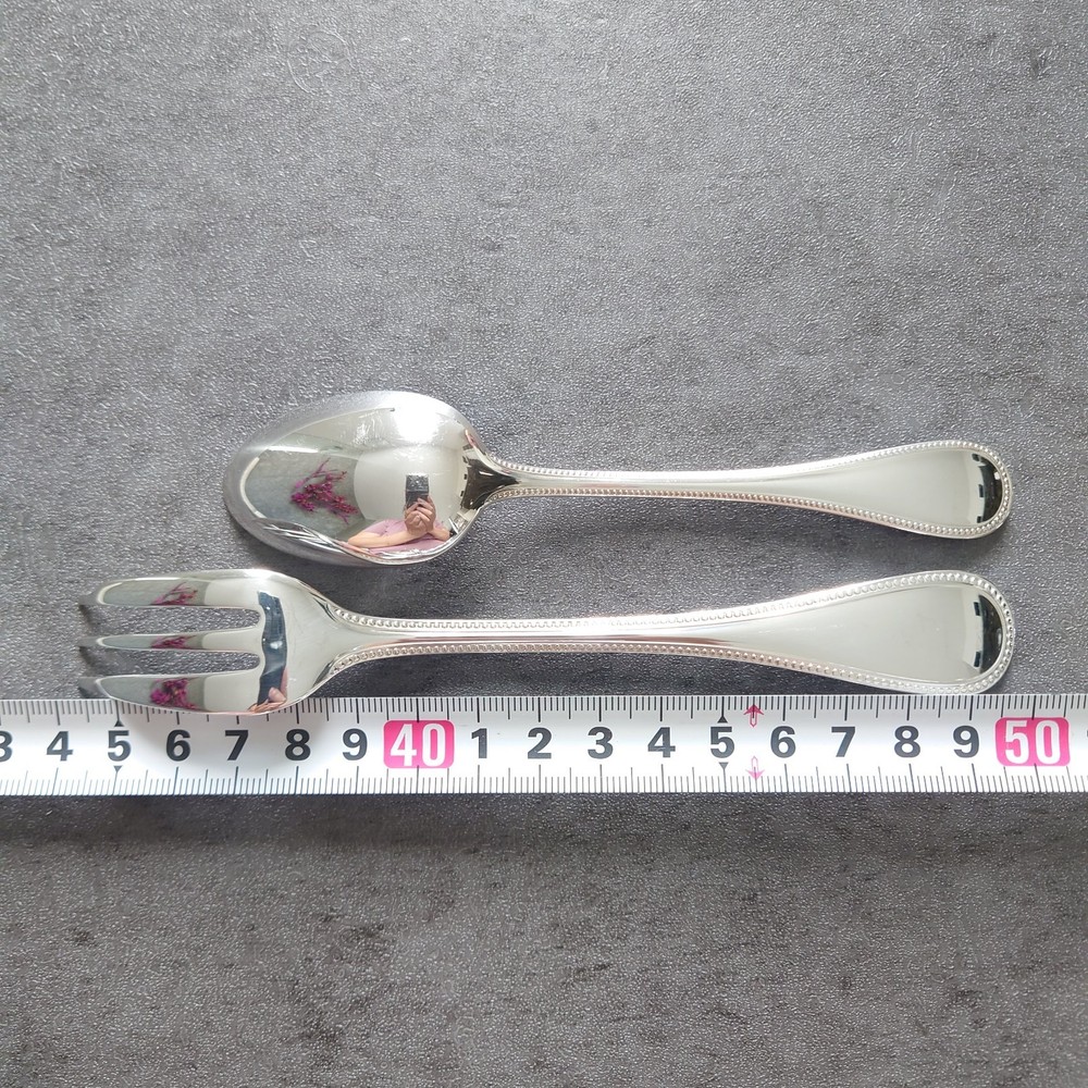 Christofle Perles 12pcs Silverplate Flatware Cake Fork Coffee Spoon Excellent