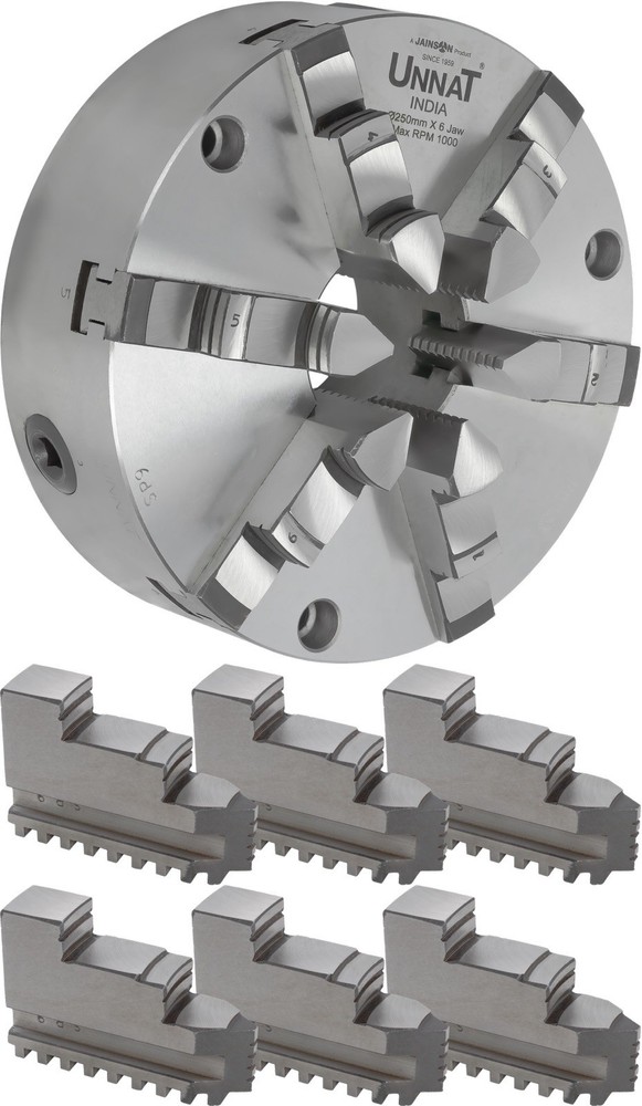 10" 6-JAW SELF-CENTERING Solid Jaw Lathe CHUCK, Front Mounting W. Extra Jaws