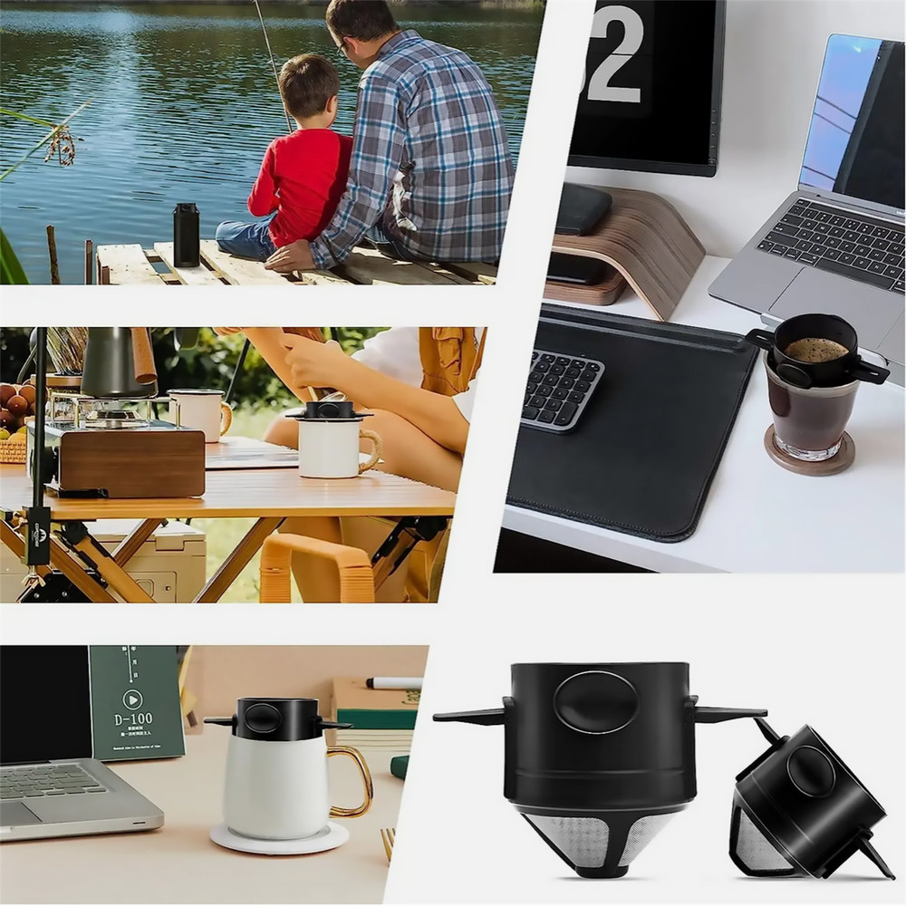 Durable Portable Foldable Coffee Filter Reusable Coffee Funnel Paperless Kit
