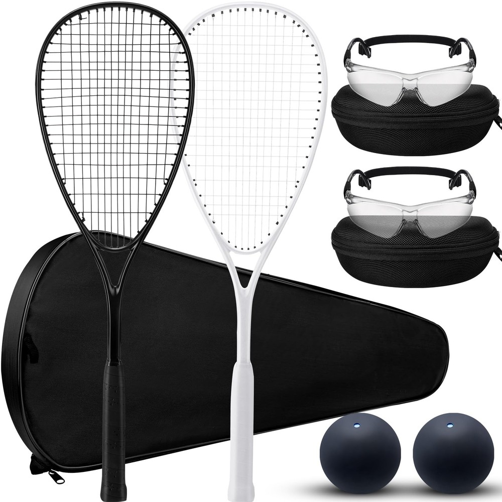 2 Pack Beginner Squash Racquet Set Includes 2 Racquets with Racket Bags 2 Ant...