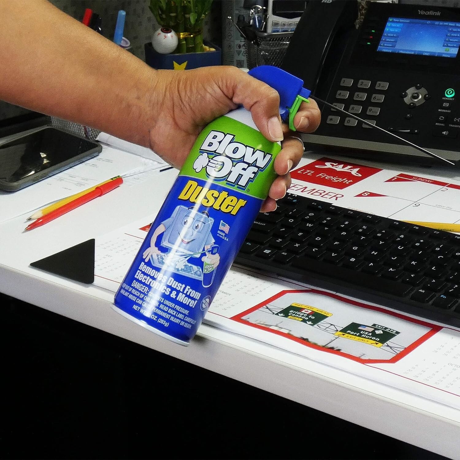 Blow Off Air Duster Can with Nozzle, 10 oz., Blue/Green - 9962 (12 PACK)