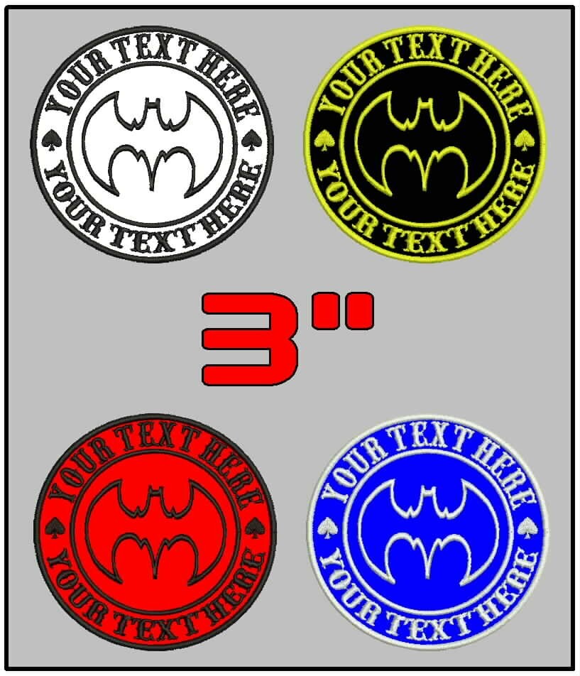 Custom Embroidered Bat Logo Round Patch MC Biker Motorcycle Jacket USA 2 Sizes