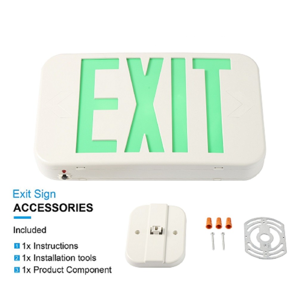 UL Listed 6 Packs Red&Green Led Exit Sign & Exit Light with Battery Backup Combo