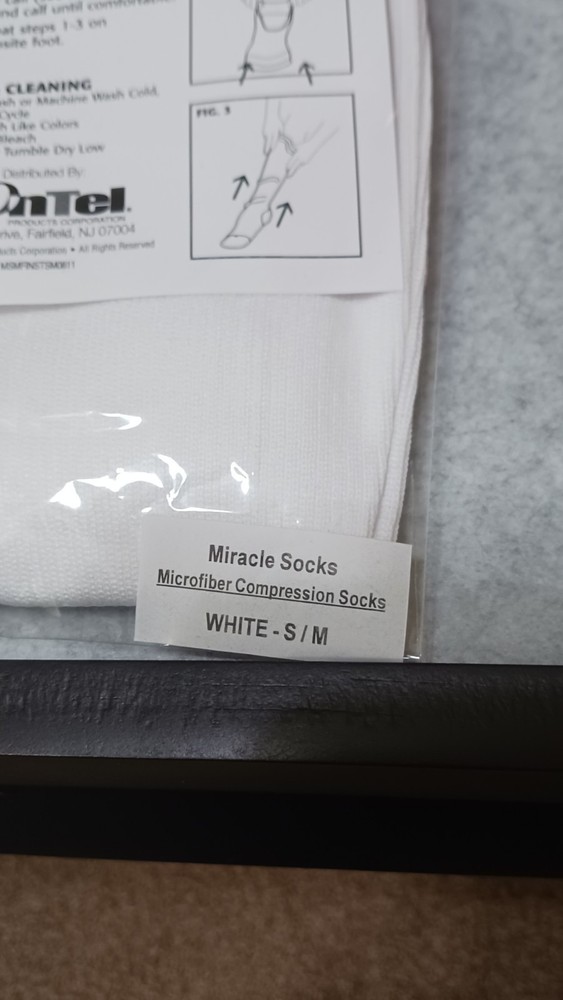 Miracle Compression Socks S/m White 2 Pair