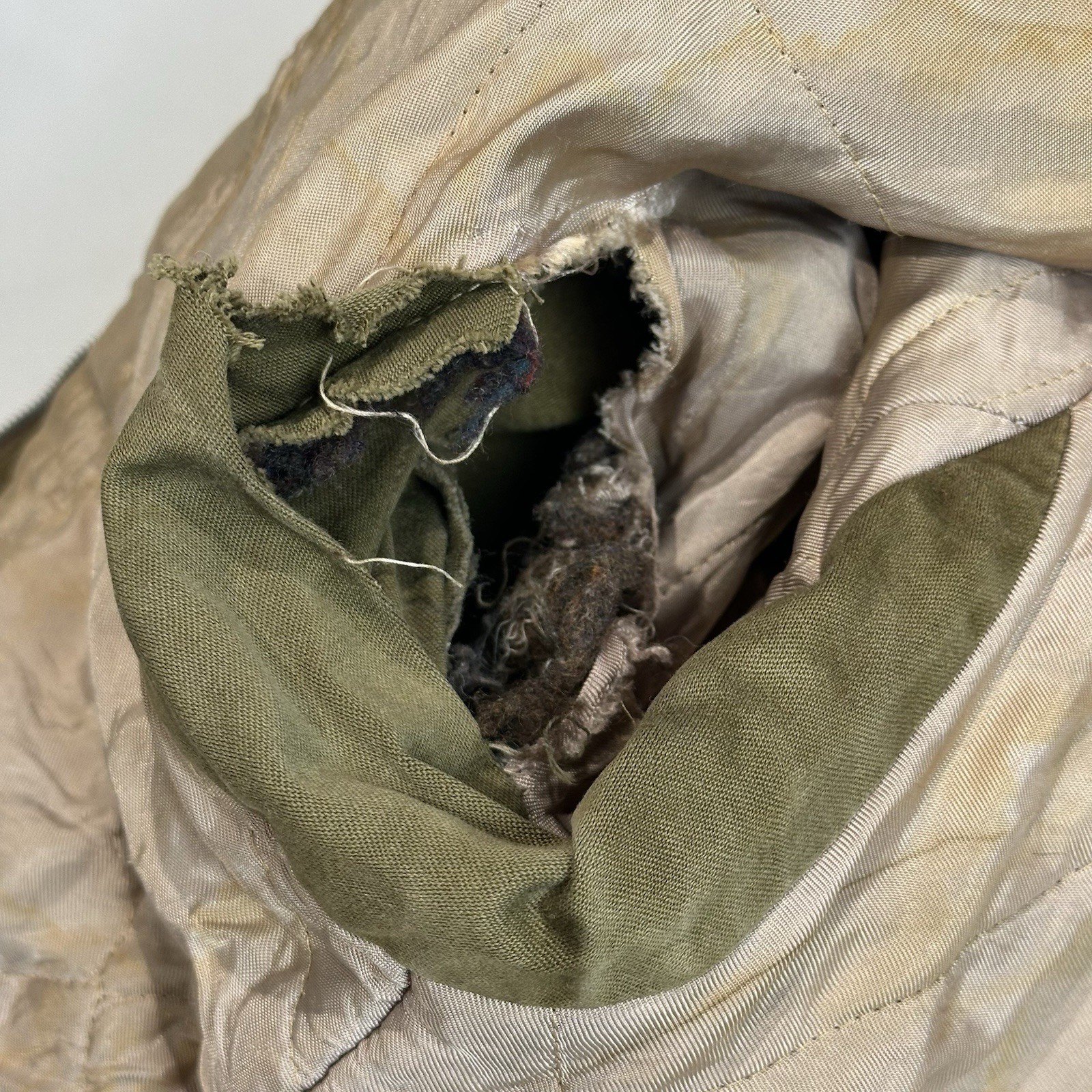 VTG WWII US Military B-9 Parka Cold Weather Jacket L Altered Distressed