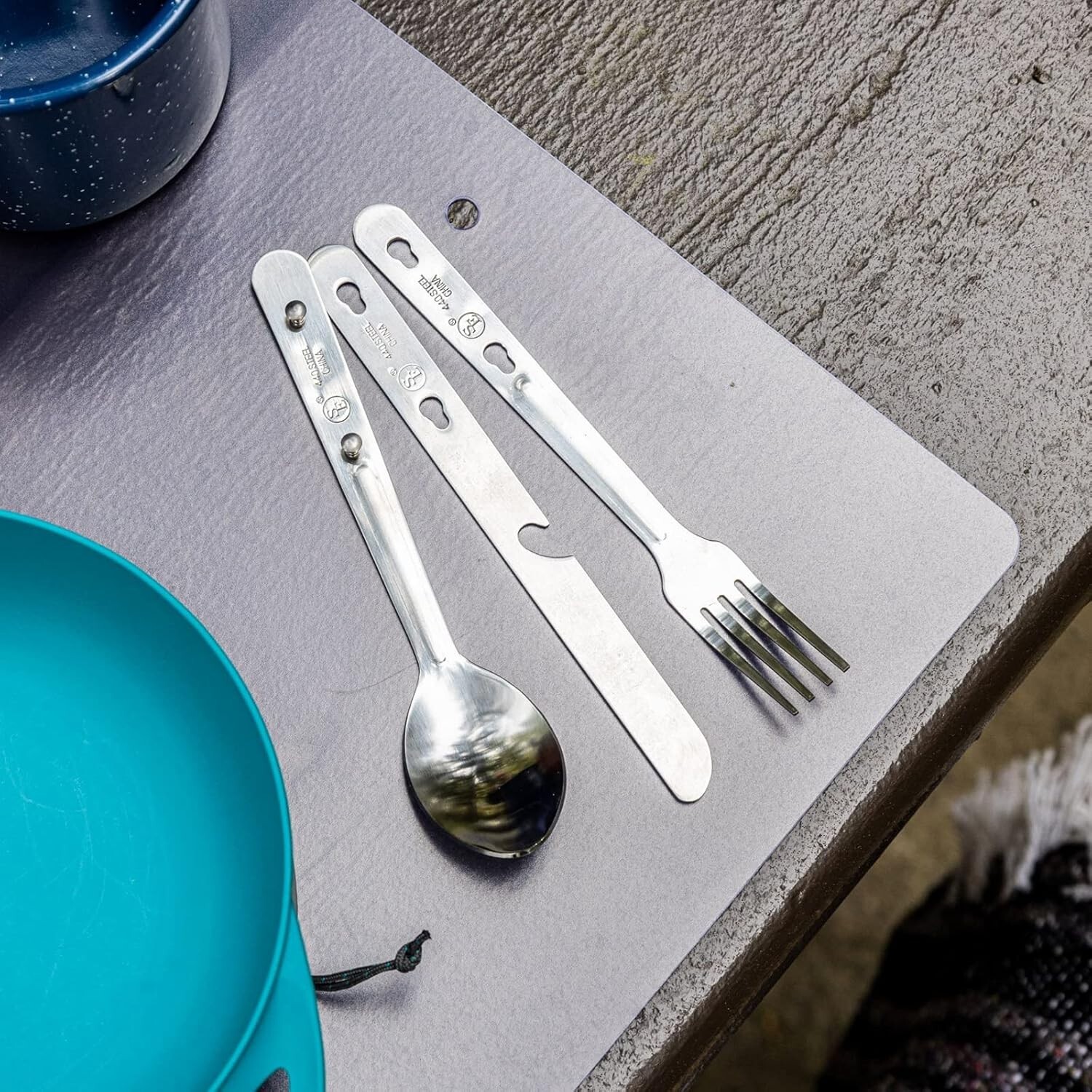 SE 4-in-1 Detachable Stainless Steel Utensil Set Spoon Fork Knife Bottle Opener