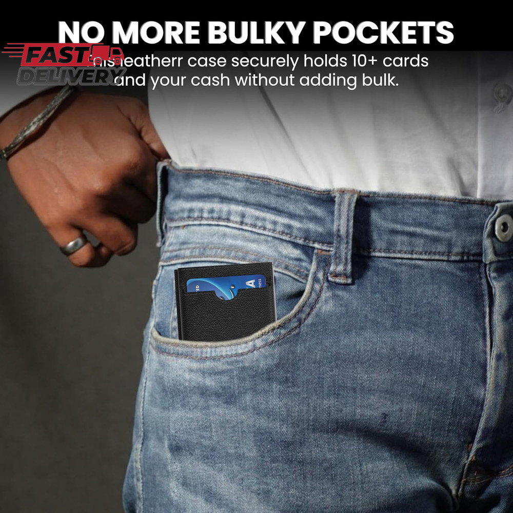 CODE 118 Leather Carrying Case - Slim Minimalist Wallet Case for Men - Compact C