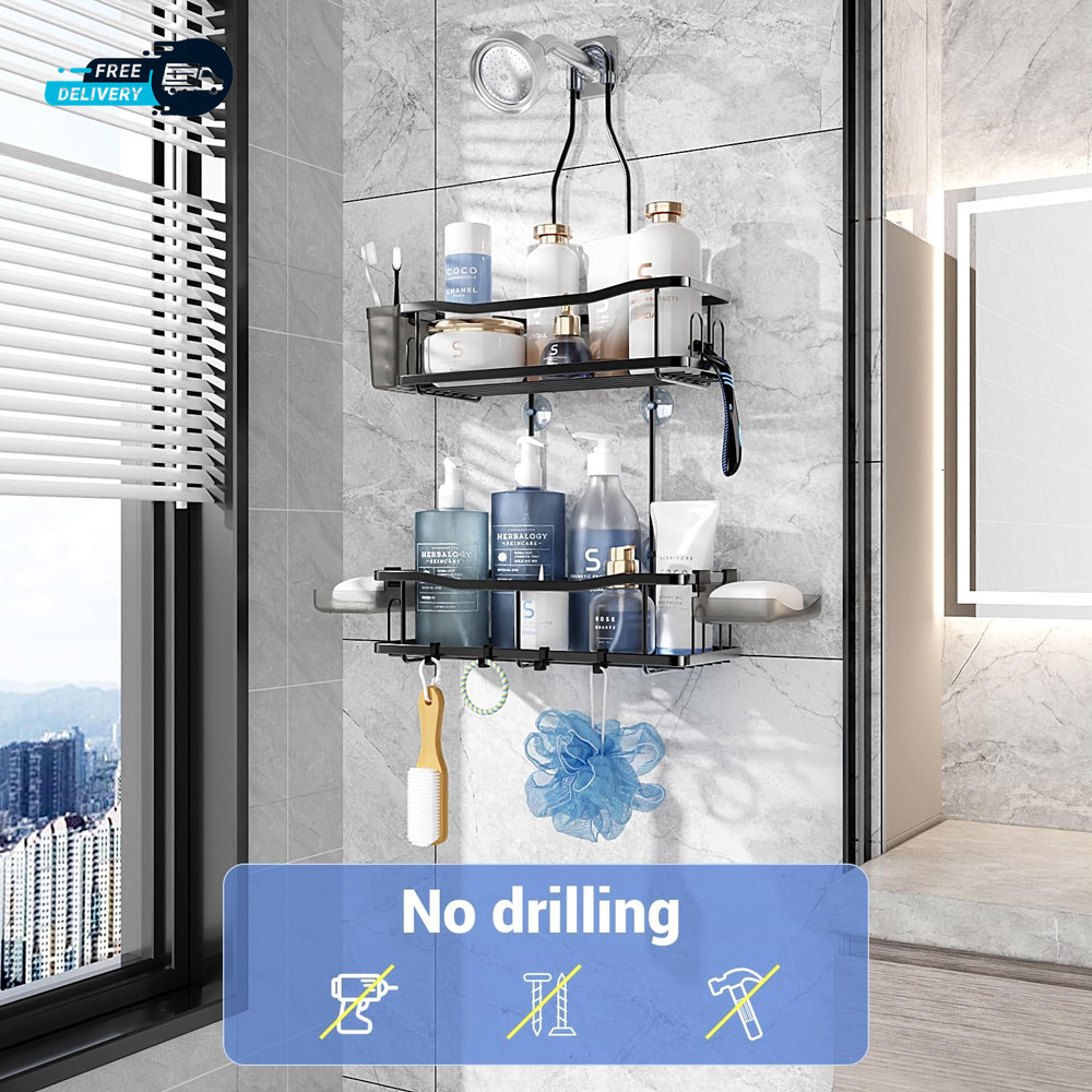 Hanging Shower Caddy Bathroom Organizer: Rustproof Shower Shelf Racks