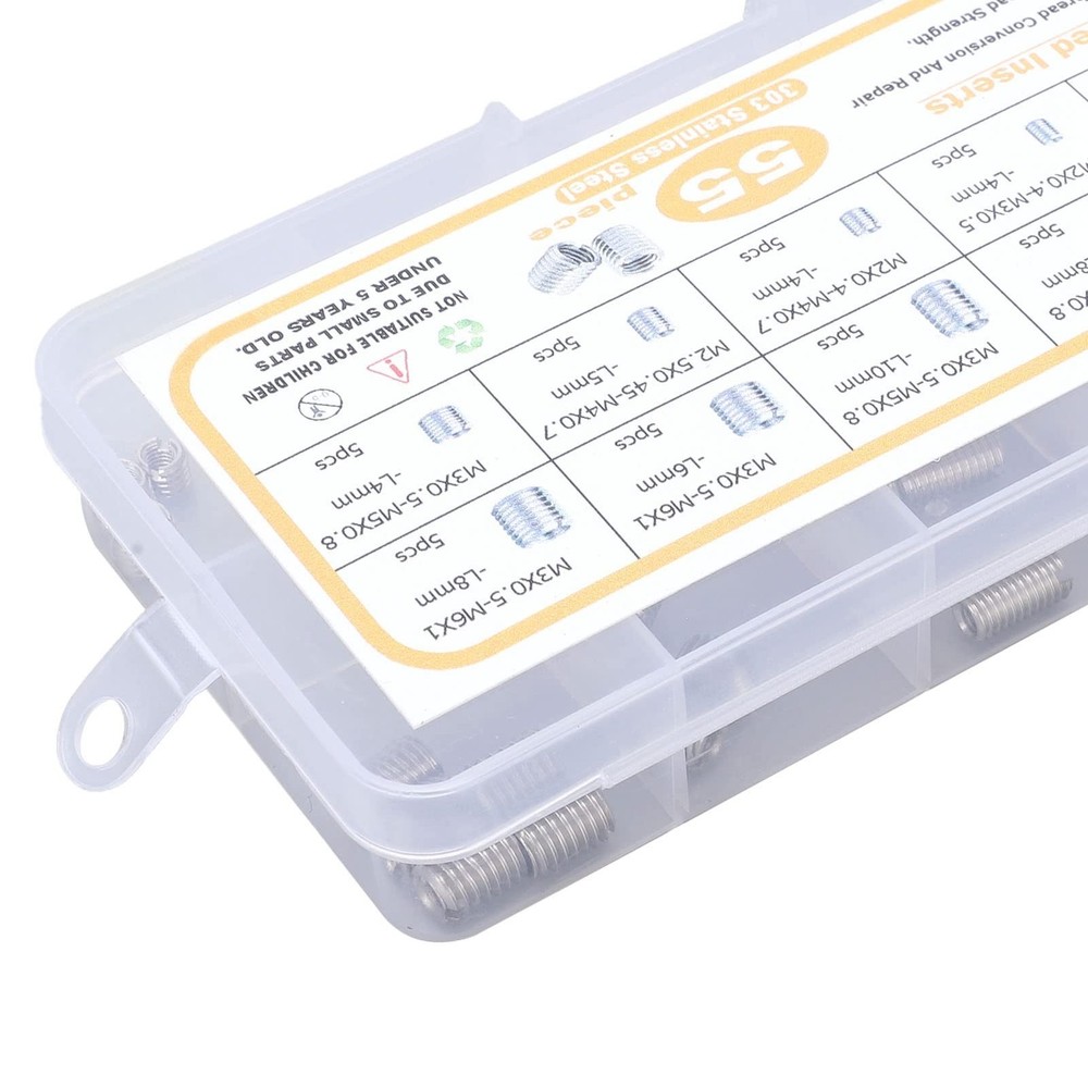 55-Piece Metric Threaded Insert Kit with Thread Reducer Nuts – Fastener Se
