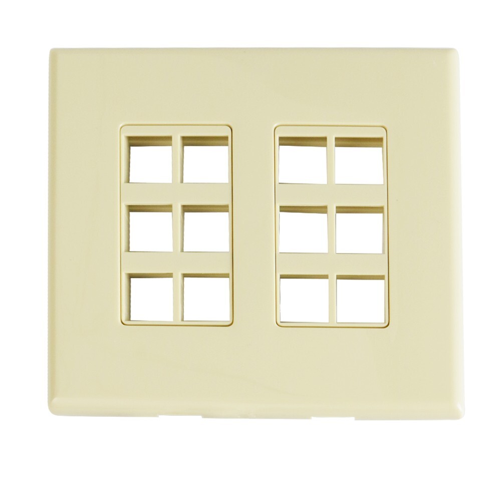 Construct Pro™ 12-Port Keystone Wall Plate with Screwless Face (Ivory)