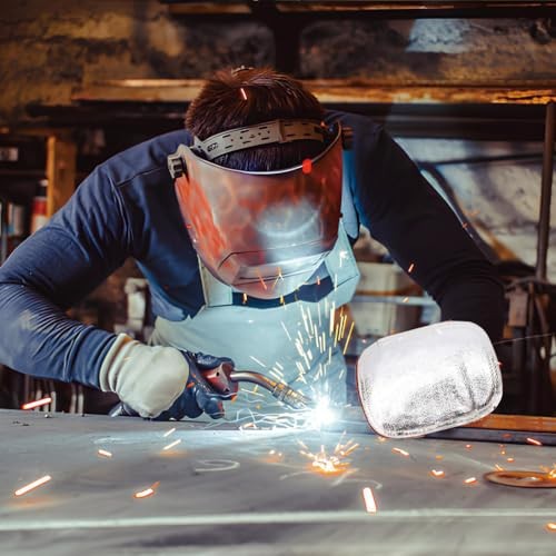 Hand Heat Shield, Aluminized Back Welding Pad Split Cowhide Leather Gloves